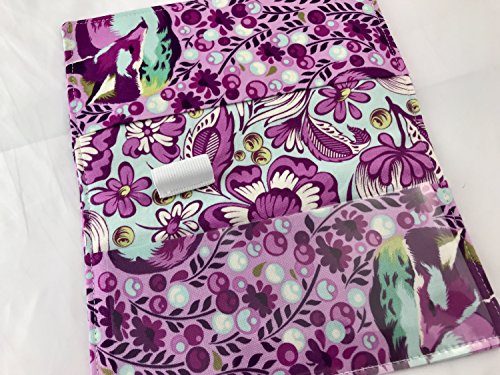 Duplicate Checkbook Cover Register with Pen Holder - Tula Pink Chipper Fox Nap in Raspberry