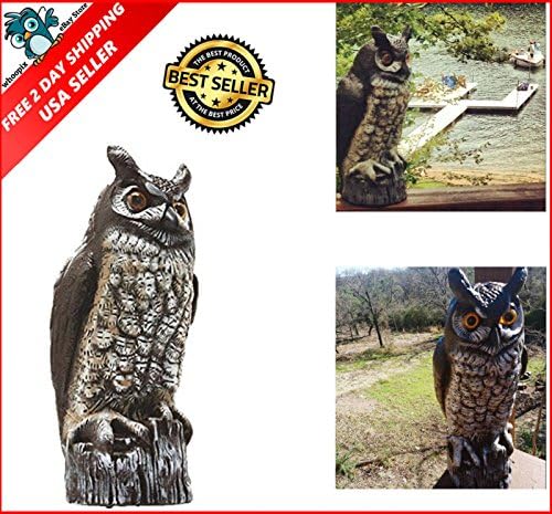Gardeneer Horned Owl Decoy Scarecrow Fake Statue Garden Outdoor Natural Enemy