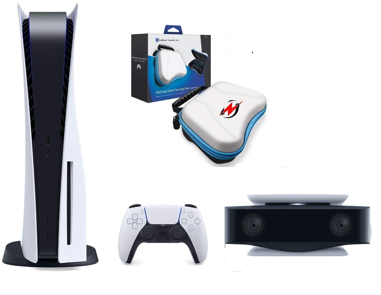 Powever 2021 Playstation Console PS5 Disk Version with Controller ,Camera and Powever Accessory Case