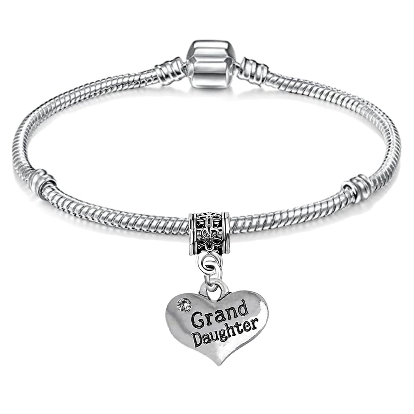 Granddaughter Silver Starter Charm Bracelet with Pendant and Gift Box (16cm (Age 5-7 Years))
