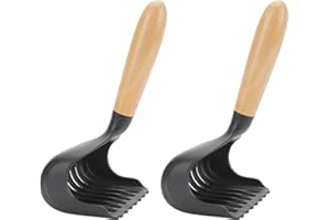Garoopion Cat Litter Scoop, Cat Scooper for Litter Box, Kitty Litter Scoop with Wood Handle, Carbon Fiber Deep Shovel More Efficient Litter Sifter(Black, 2Pcs)