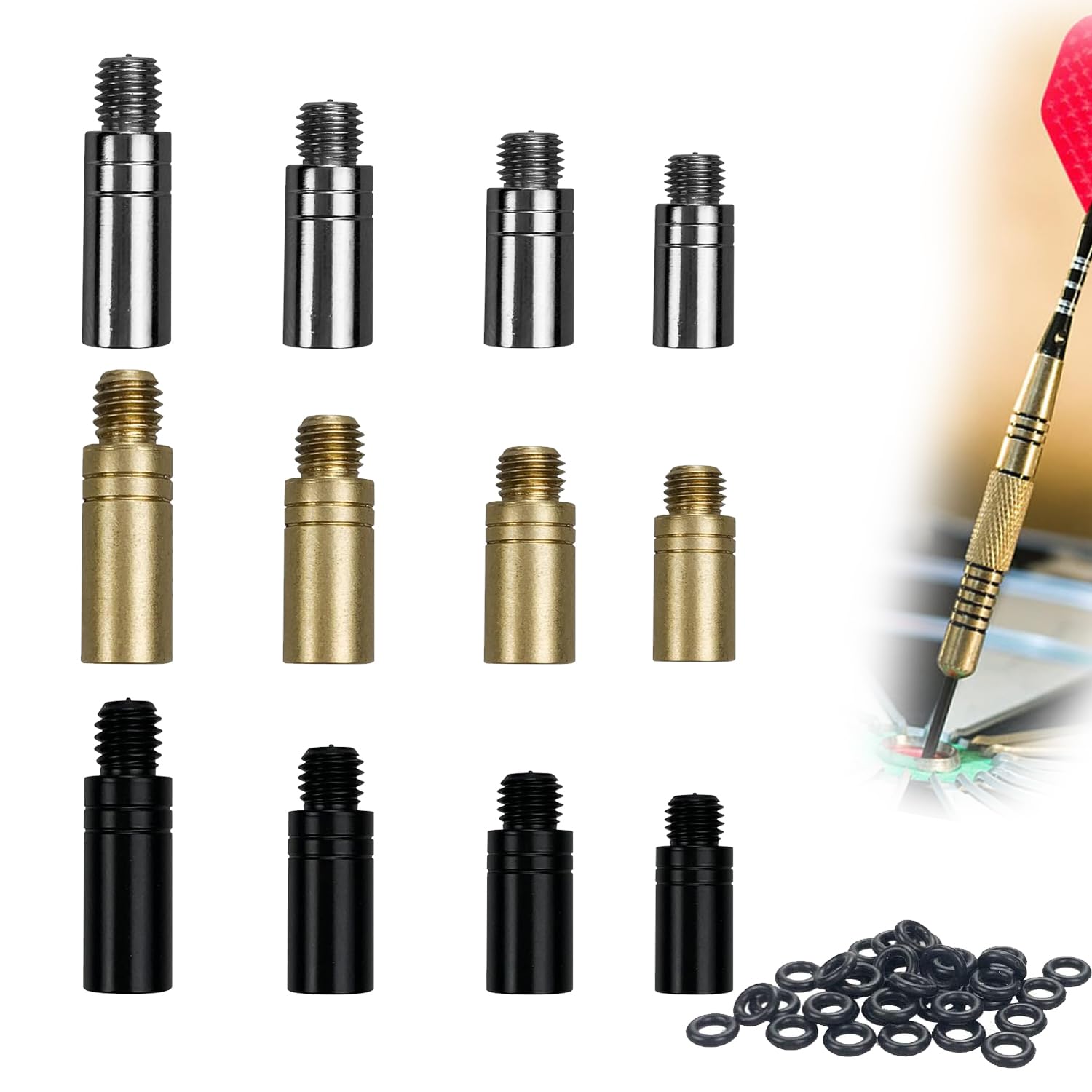 Lechengjia 12 Pieces of Dart Weights in 3 Colors, Dart Weights Brass, Darts Weight Dart Tool Kit for Dart Counterweight Accessories（Wigh:1.5g, 2.0g, 2.5g, 3g）
