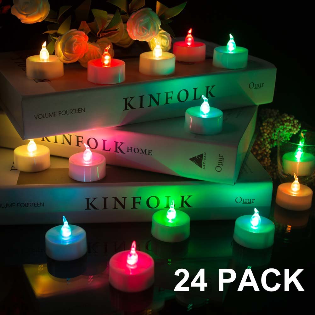 Beichi 24 Pack Color Changing LED Tea Lights, Flameless Tealight