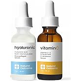 Natural Outcome Face Serum Set Hydrating Hyaluronic Acid and Vitamin C Face - Pack of Two Anti Aging Facial Serum Kit 1 oz Each, Vegan, Cruelty Free & Fragrance Free