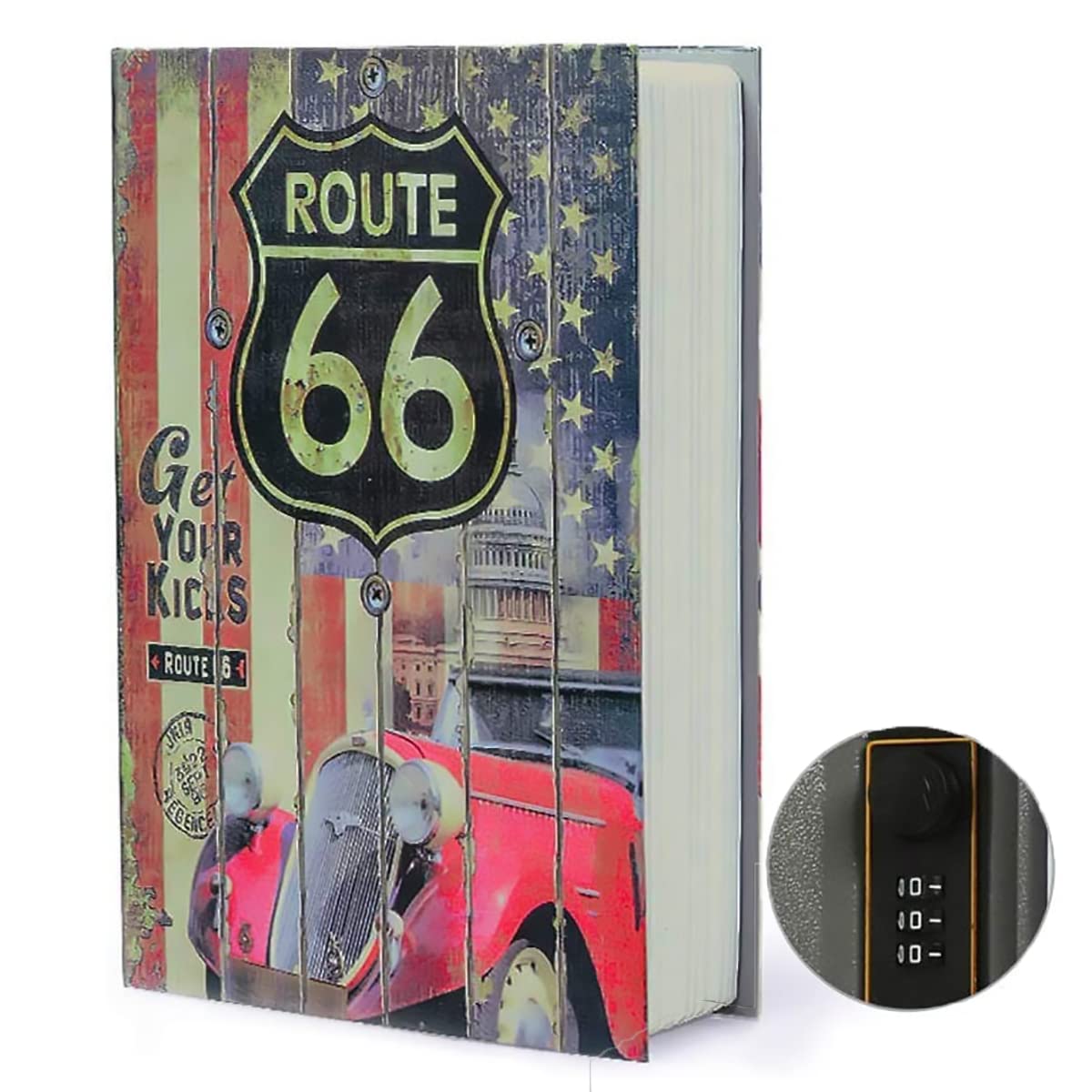 TourKing Diversion Book Safe Storage Box, Dictionary Secret Can Stash Security Locker, Portable Cash Jewelry Case Lockable for Traveling (Combination, 66 Route) — image 1