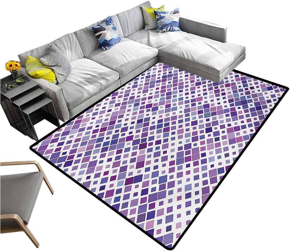 Lavender Area Rug Retro Mosaic Creative Pattern Square