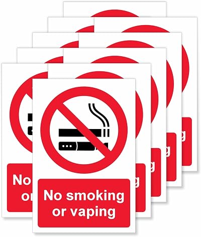 Viro Display No Smoking Vaping Stickers - 100x150mm - 10 Pack - Self-Adhesive