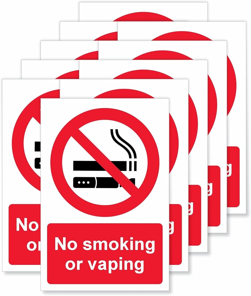 Viro Display No Smoking Vaping Stickers - 100x150mm - 10 Pack - Self-Adhesive