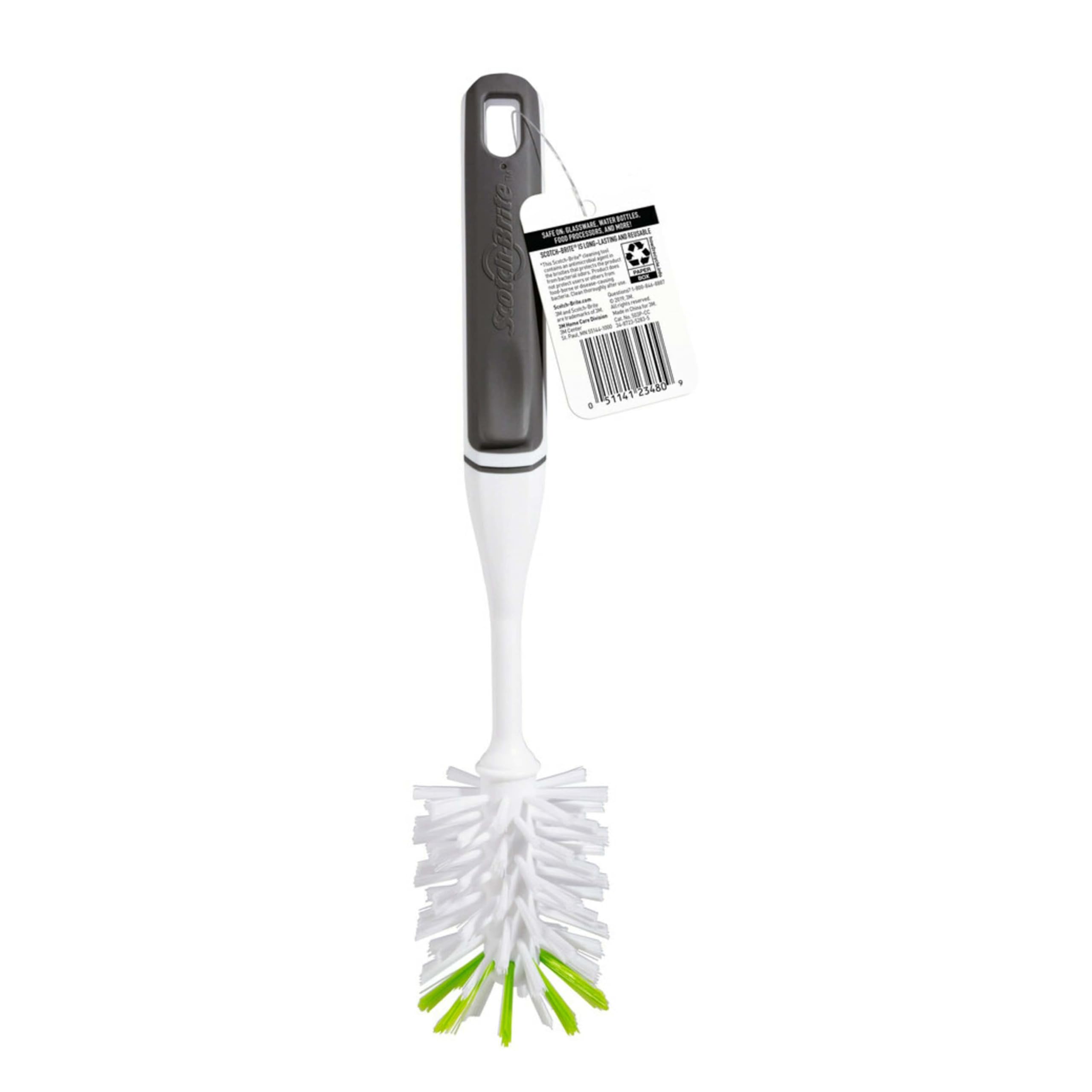 Scotch-Brite Glass and Water Bottle Brush, Long-Lasting, Safe on Glassware, Shaker Bottles, Food Processors, & More, Non-slip handle, Durable, Reusable, Clean in Top Rack of Your Dishwasher