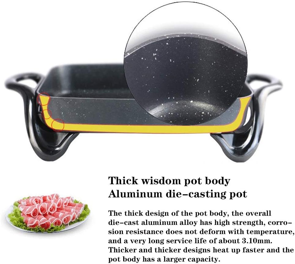 review Portable Electric Grill, Electric Barbecue Multifunction Barbecue Pot Double Pot, Large Capacity Household Multifunctional Electric Barbecue Grill