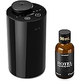 Airversa Waterless Essential Oil Diffuser Starter Kit with 30mL Hotel Fragrance Oil Inspired by Ritz-C., Battery Operated Car Diffuser, Portable Aroma Nebulizer for Home Car Office, AN6Kit-2, Black