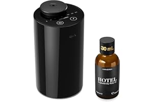 Airversa Waterless Essential Oil Diffuser Starter Kit with 30mL Hotel Fragrance Oil Inspired by Ritz-C., Battery Operated Car Diffuser, Portable Aroma Nebulizer for Home Car Office, AN6Kit-2, Black