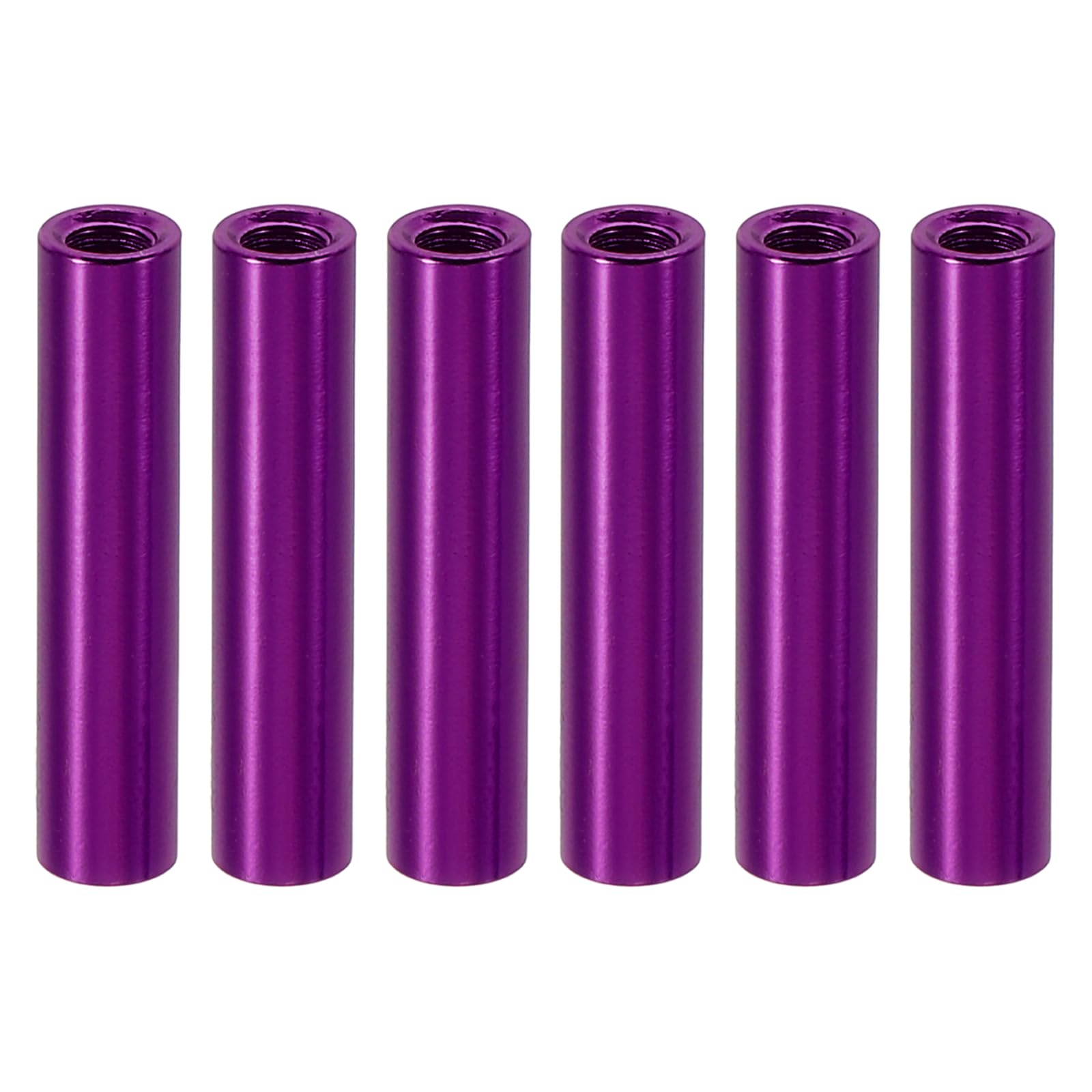 PATIKIL 6pcs M3 Metal Threaded Standoff Spacer Nuts, Round Aluminum Spacers Female Coupling Screws, 1/8" ID x 3/16" OD, Purple 3x5x22mm