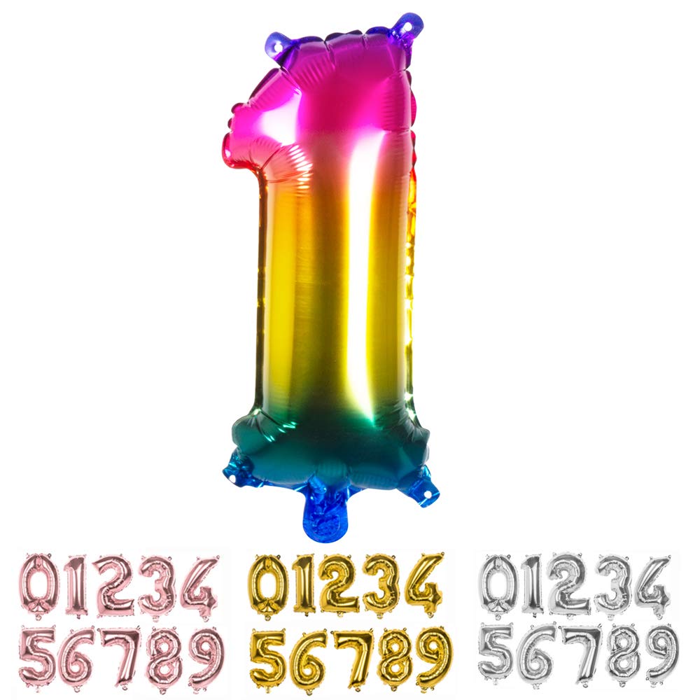 Boland 10135442 BOL21981 Mylar Balloon Number '1', Adult, Rainbow, 36 Cm