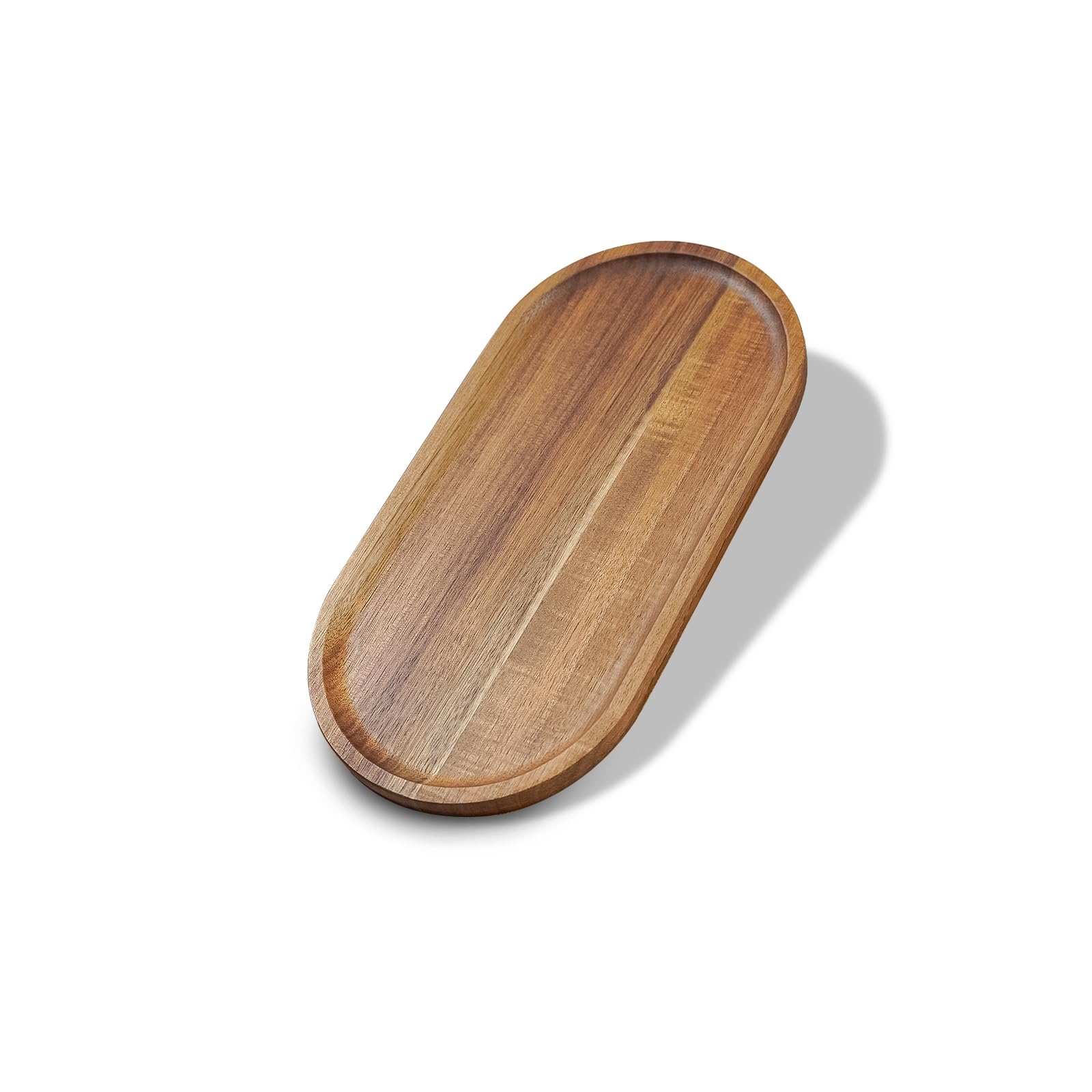 Photo 1 of 1 pcs Acacia Wood Tray 11.8×6 inch Boards Rustic Wooden Serving Trays Oval Platters Charcuterie for Party,Breakfast, Coffee Table, Home Decorative, Food Small Trays