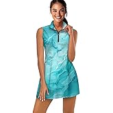 ELEDIZI Collared Tennis Dress with Shorts and Pockets Sleeveless Half Zip Athletic Workout Dress for Women Plus Size XS-2XL