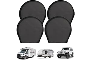 Tire Covers (4 Pack),Tire Wheel Protector for Truck,SUV,Trailer,Camper,RV, Motorhome 420D Oxford Wheel Covers Waterproof Oxfo