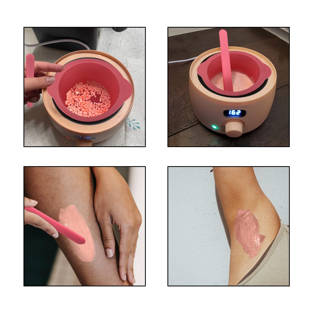 Silicone Wax Bowl Non-Stick Hair Removal Pot Liner with Wax Spatula (Pink)