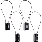SEPOX&reg; 4 Pcs Resettable Combination Padlock, 1-3/16" Width Body with 32cm Extrem Long Cable, 4 Digit Combo Cable Lock for Suitcase, Travel Bag, Gym Lockers, Filing Cabinets,Pack of 4 Black