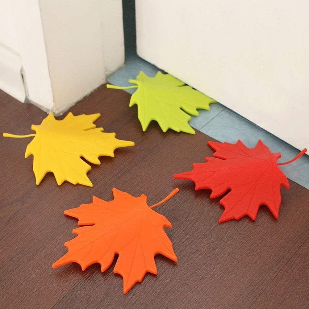 T&B 4Pcs Maple Leaf Door Stop Plastic Stopper for Baby Children Safety Finger Protection Home Decorative Accessories