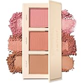 Jouer Prêt-à-Porter Blush & Bronzer Palette - 2 Luminous Blushes + 1 Matte Bronzer, Travel-Friendly with Mirror, Talc-Free Formula, 0.42oz