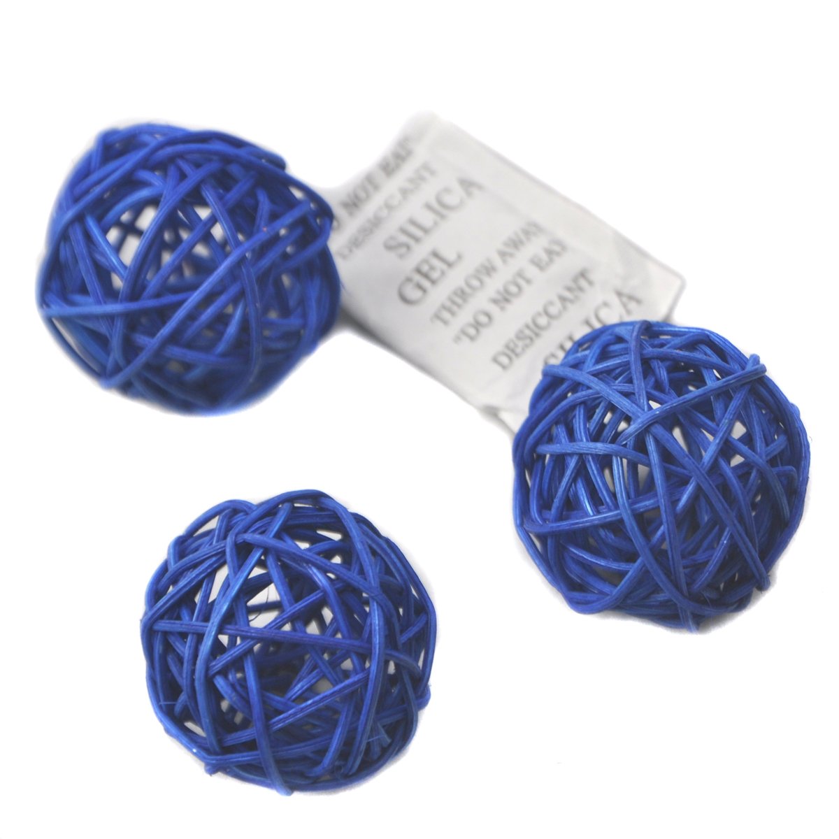 Ougual Natural Wicker Rattan Balls Table Wedding Party Hanging Wobble Ball Christmas Decoration (5cm, 10pcs, Blue)