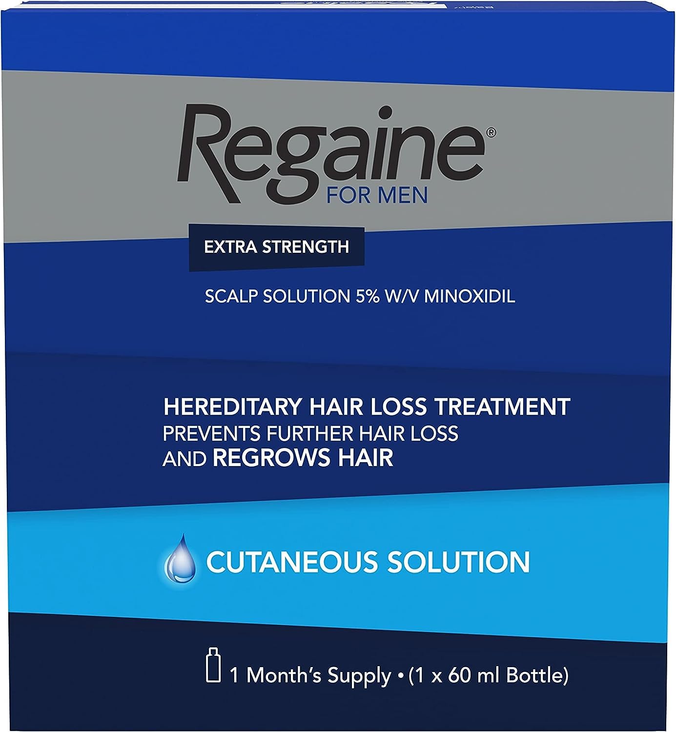 Regaine For Men Extra Strength Scalp Solution, Hereditary Hair Loss Treatment with Minoxidil, Helps Regrow Hair and Prevents Further Loss, 60 ml (1 Month Supply)