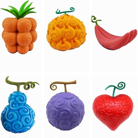 Amazon Com Sfridq One Piece Anime Figure 6 Devil Fruits Luffy Version Of The Statue Doll Model Doll Sculpture Toy Decoration Decoration Height 10cm Home Kitchen