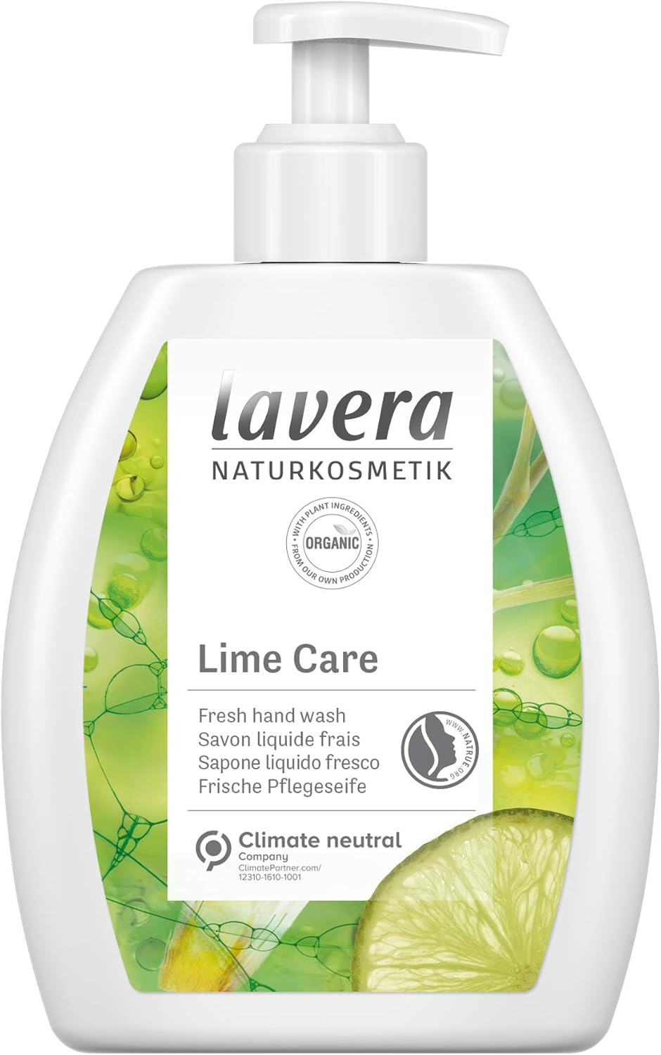 lavera Lime Care Hand Wash • Organic Lime & Organic Lemongrass • Mild Cleansing • Vegan • Skin-Neutral pH • 250ml