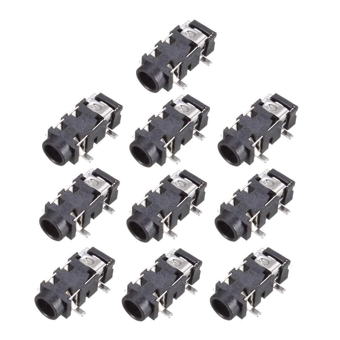 sourcing map 3.5 mm Audio Jack Connector PCB Mount Female Socket 5 Pin PJ-327A 10pcs