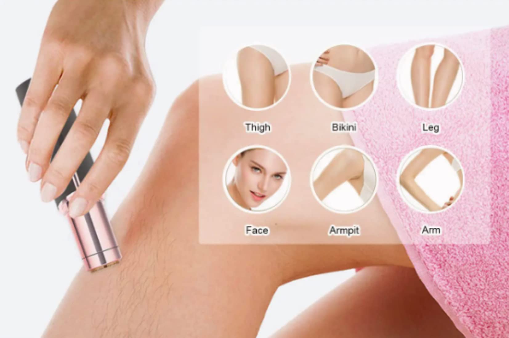 Facial & Body Hair Remover for Women, Electric Face Razor with Led Light for Instant and Painless, Safe Trimmer, Hair Face & Body, Upper Lip, Chin, Bikini, Safe and Compact (Rose/Gold)