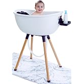 Babu Bath Luxury Baby Bathtub with Wooden Stand &ndash; 3-Stage Convertible, Ergonomic &amp; Back-Saving Design