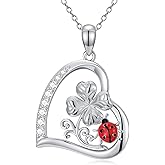 LWXIE Diamond Ladybug Necklace for Women 925 Sterling Silver Ladybug Four Leaf Clover Pendant Necklace with Lab Grown Diamonds Cute Jewelry Anniversary Valentine's Day Christmas Gifts for Her
