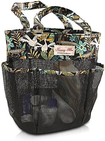 FishMM Fashion Print Mesh Shower Caddy College, Big Shower Totes Bag and Bath Storage Organizer for College Dorm Rooms, Gym, Swimming and Travel