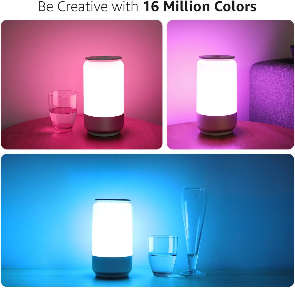 WiFi Smart Table Lamp for Bedrooms, LE LampUX Touch Bedside Lamp Works with Alexa Google Home, Modern Dimmable LED Nightstand Lamp, White & RGB Color Changing Night Light for Kids Room, Living Room - - 