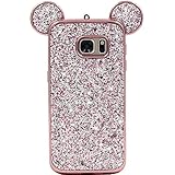 Galaxy S7 Case, MC Fashion Super Cute Sparkle Bling Bling Glitter 3D Mickey Mouse Ears Soft and Protective TPU Rubber Case for Samsung Galaxy S7 (Rose Gold)