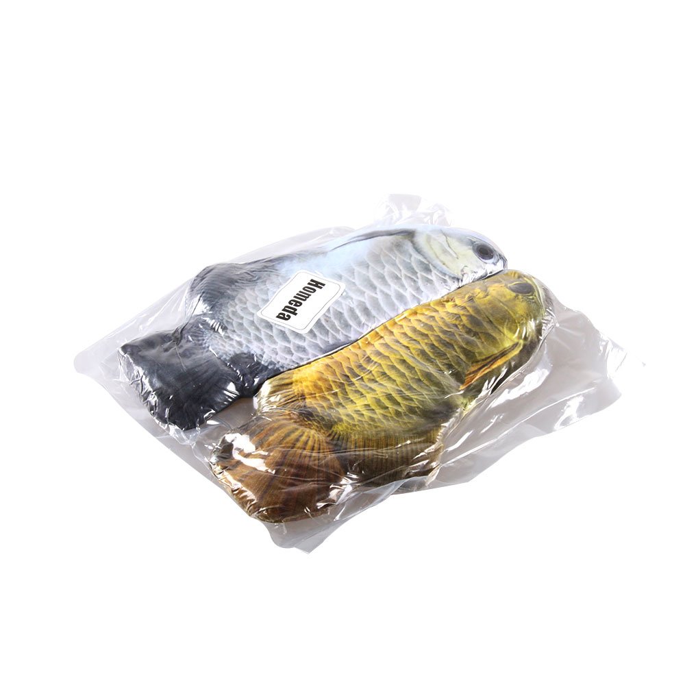 Catnip Toys Set Simulation Fish Shape Doll Interactive Pets Pillow Chew Bite Supplies for Cat/Kitty/Kitten Fish Flop Cat Toy Catnip Crinkle Toys 2PCS