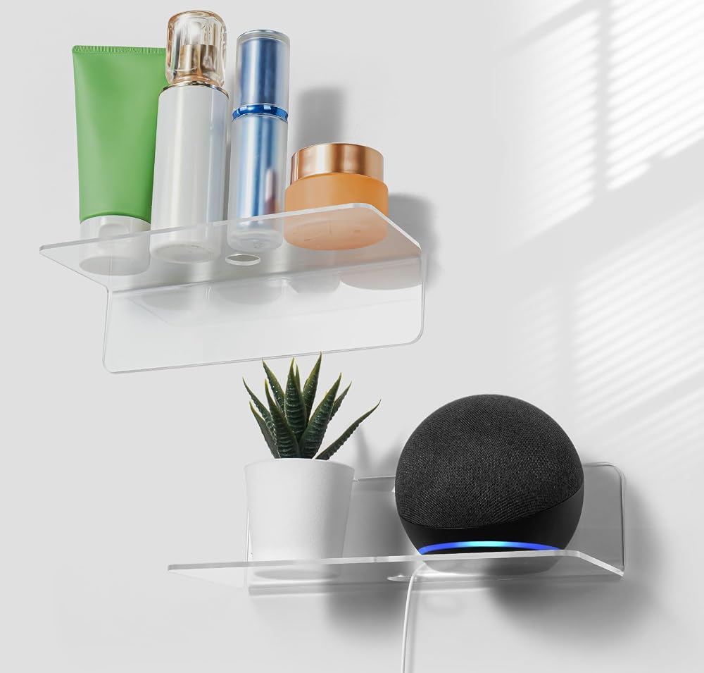 OAPRIRE Acrylic Floating Shelves Set of 2 9 Inch Clear Wall Storage