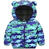 JunNeng Toddler Winter Coat Baby Puffer Jacket, Boy Hooded Dinosaur Coat
