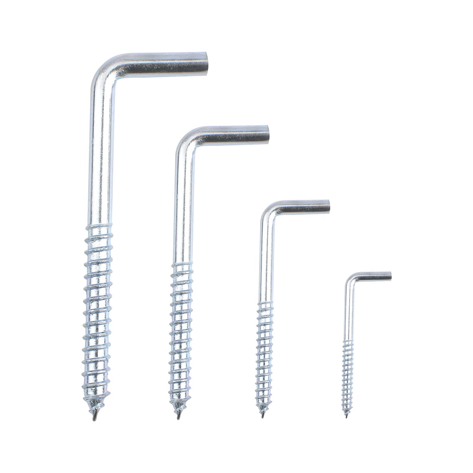 INCREWAY 60 Pcs L Hook Screws, L Shaped Hooks Self Tapping Screw, Carbon Steel Square Shouldered Dresser Screws Hooks Carbon Steel Right-Angle Hook for Hanging Cups, Keys, Traction Ropes