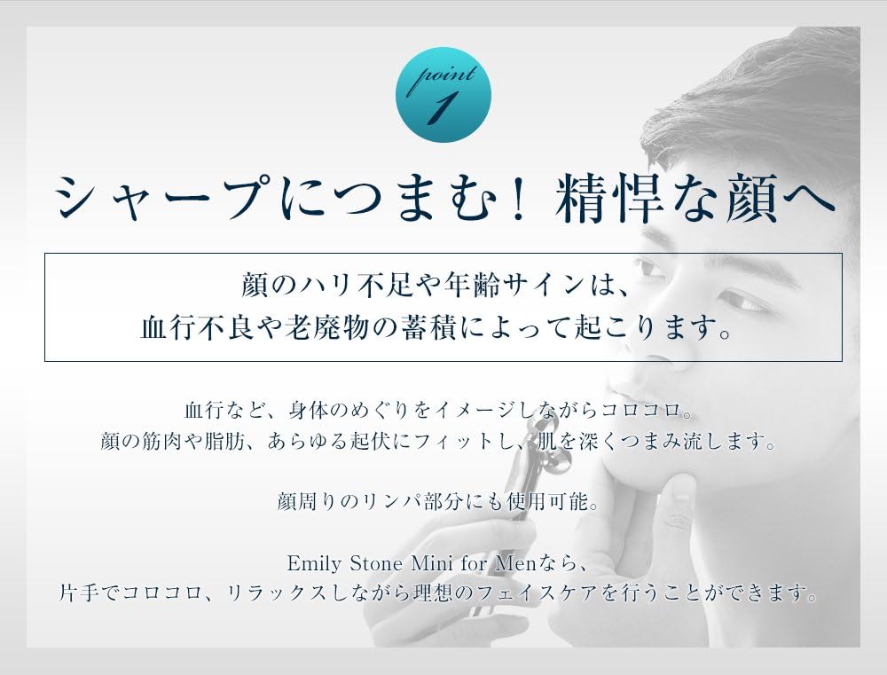 Amazon Co Jp メンズ 美顔ローラー エミリーストーン ミニ For Men マイクロカレント 小顔 美顔器 フェイス 用 シルバー ビューティー