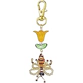 COGCHARGER 1 Pieces Bee Flower Bag Charms Keychain Purse Accessories Charms Cute Glass Beads Pendants for Women Handbag DIY Supplies