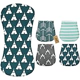 iZiv 4 PACK Baby Burp Cloths Feeding Nursing Towel Accessory, 3 Layers Absorbent Printing Soft Cotton 0-2 Years(Color-3)