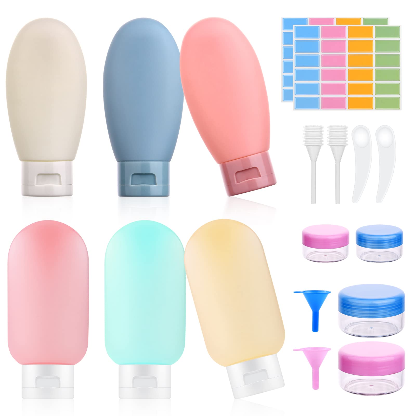 20Pcs Travel Bottles Set for Toiletries, Leak-Proof Silicone Travel Containers, 60ml Small Mini Empty Squeeze Bottles Travel Accessories for Toiletries, Shampoos, Conditioner and Lotion (BPA Free) — image 1