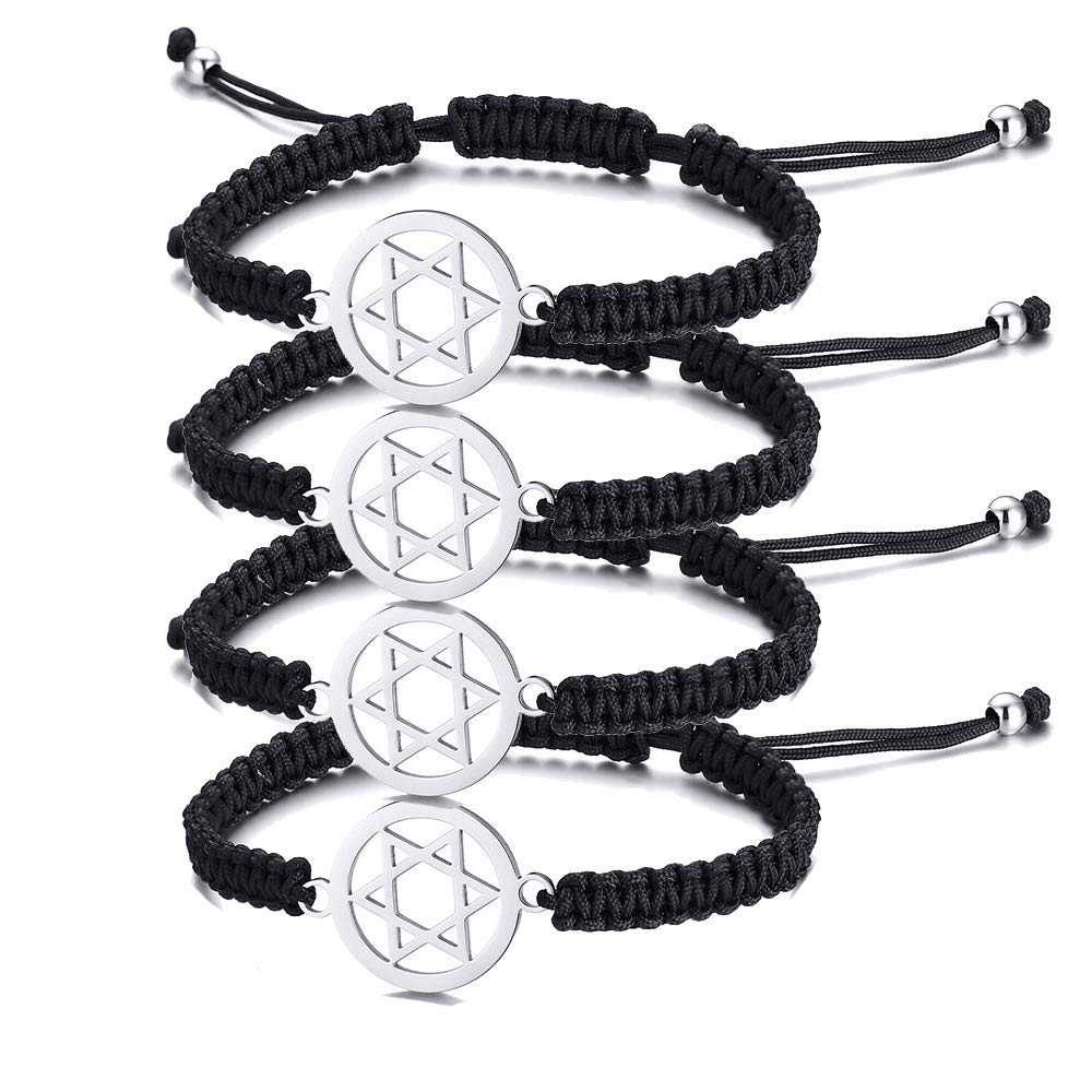 1-5 Pcs Stainless Steel Star of David Charm Braided Macrame Bracelets Jewish jewellery Religious Gift for Men Women