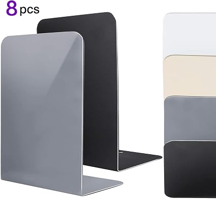 Jekkis Book Ends 4 Pairs 8 Pieces Metal Bookends For Shelves Heavy Duty Book Ends Non Skid Book Stopper For Heavy Books Magazines Dvds 8 X 5 3 X 4 Amazon Co Uk Office Products