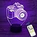 PRY-OOO 3D Illusion Lamp Camera Night Light for Kids Toy Toddlers Illusion Birthday Gift LED Desk Table Lamp Optical Effect Lights Remote Control Touch Home Decor Holiday Birthday