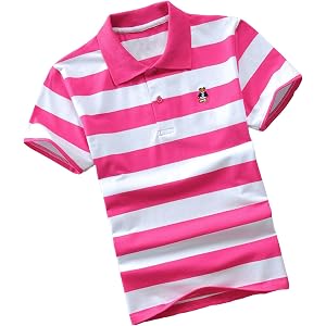 Back to School Clothes Shirt Boys Girls Uniform Striped Embroidery Polo | Kids Boys Short Sleeve Shirts Girls Button Closure