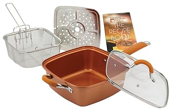 Copper Pan Pro sartén cuadrada de cobre y cerámica 24 cm: Amazon.es: Hogar