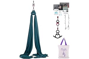 F.Life Aerial Silk 10 Yards Kit Durable Aerial Yoga Hammock with Hardware & Guide Aerial Swing for Acrobatic Flying Yoga